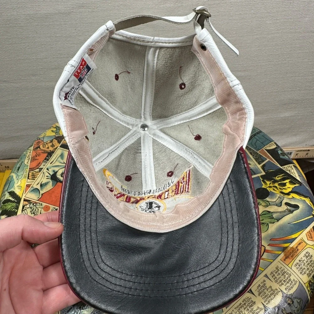 Pro Elite Washington Redskins Hat Mens OSFA White Burgundy Excellent Leather NFL